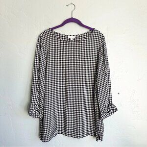 J. Jill | Women's Black & White Cottage Gingham 3/4 Sleeve Top